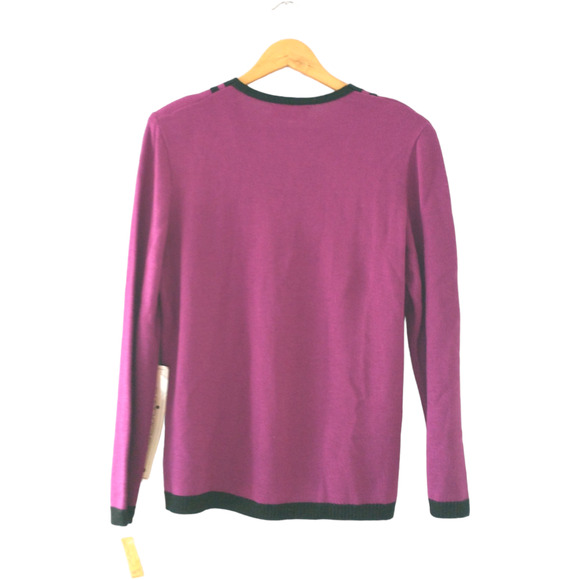 Vintage Vivanti Women's Sweater Wrap Style Purple Black Sz 16 Reto - Picture 10 of 16